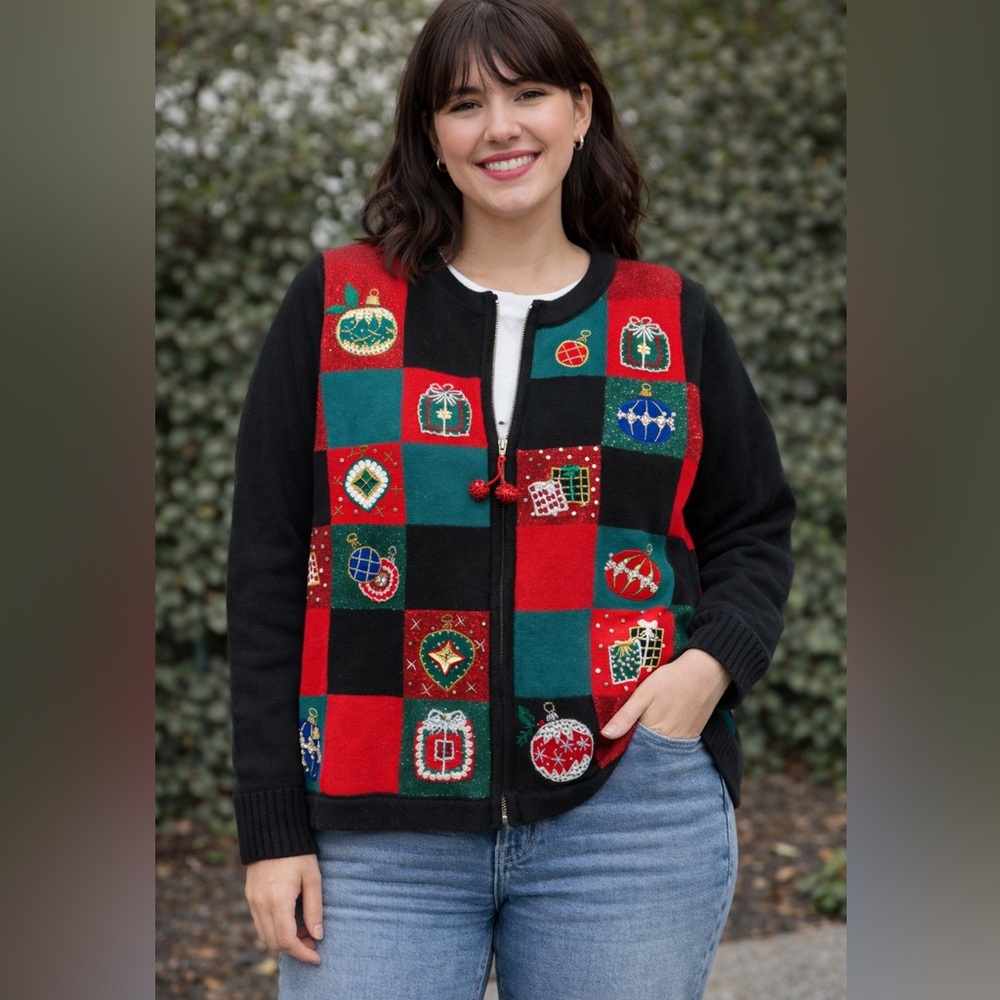 Vintage Victoria Jones Christmas Holiday Cardigan Sweater NWT